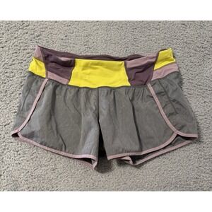 Lululemon Gray Green‎ Run Times Shorts Block-It Pocket Size 8 Running Track